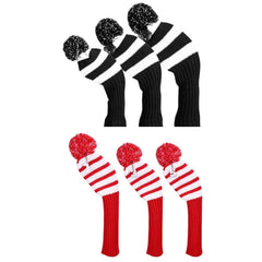 3 PCS/Set Golf Wooden Club Knitted Cover, 3PCS Red, 3PCS Black