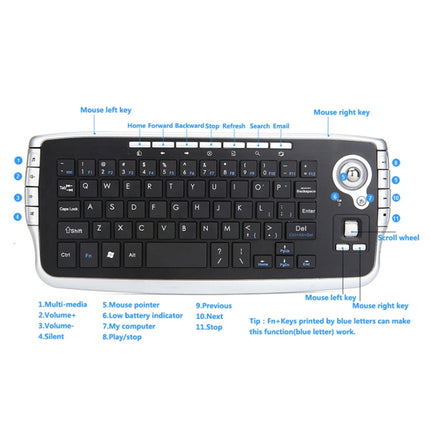 MY-10 2.4G 78 Keys 1200 DPI Mini Wireless Trackball Keyboard Wireless Keyboard And Mouse Set