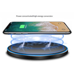 15W Metal Round Wireless Charger Smart Fast Charge, Black + Black Surface, Silver + White Surface, Red + Black Surface, Gold + White Surface, Mirror Black, Mirror White