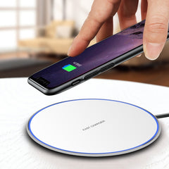 15W Metal Round Wireless Charger Smart Fast Charge, Black + Black Surface, Silver + White Surface, Red + Black Surface, Gold + White Surface, Mirror Black, Mirror White