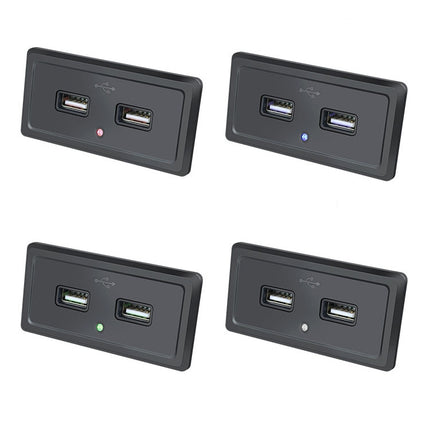 12V24V Route Bus Dual USB Charging Input Car Charger, Blue Light, Green Light, Red Light