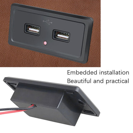 12V24V Route Bus Dual USB Charging Input Car Charger, Blue Light, Green Light, Red Light