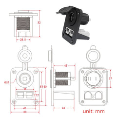 Andersen Panel Large Current Plug With 12V Cigarette Lighter Panel Combination