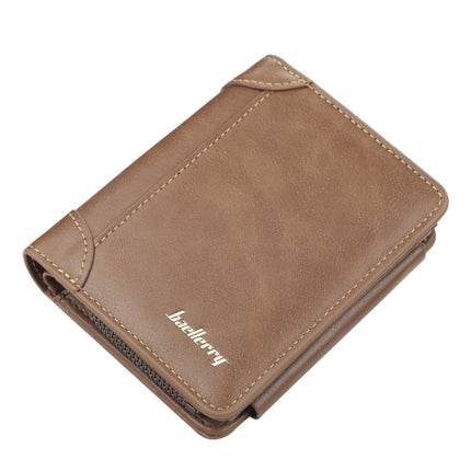 Baellerry D9159 Men Short Tri-Fold Zip Coin Purse Thin Card Holder