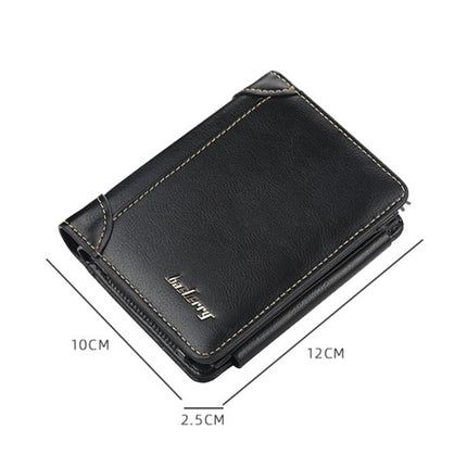Baellerry D9159 Men Short Tri-Fold Zip Coin Purse Thin Card Holder