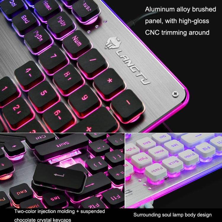 LANGTU L1 104 Keys USB Home Office Film Luminous Wired Keyboard, Cable Length:1.6m, L1 Orange Light Black, L1 Ice Blue Light Silver White, L1 Ice Blue Light Black, L1 White Light Pink