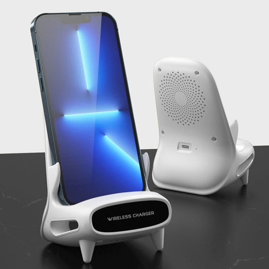 15W Desktop Vertical Loudspeaker Wireless Charging Stand for 4.5-11 Inch Mobile Phone Tablet