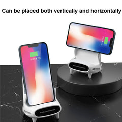 15W Desktop Vertical Loudspeaker Wireless Charging Stand for 4.5-11 Inch Mobile Phone Tablet