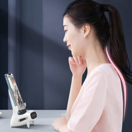 Altavoz vertical de escritorio de 15 W con soporte de carga inalámbrica para teléfono móvil y tableta de 4,5 a 11 pulgadas