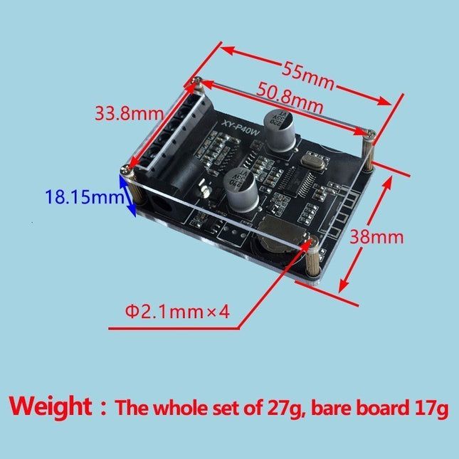 30W/40W Stereo Bluetooth Power Amplifier Plate 12V/24V High Power Digital Power Module, 30W/40W Bare Plate, 30W/40W With Acrylic Shell