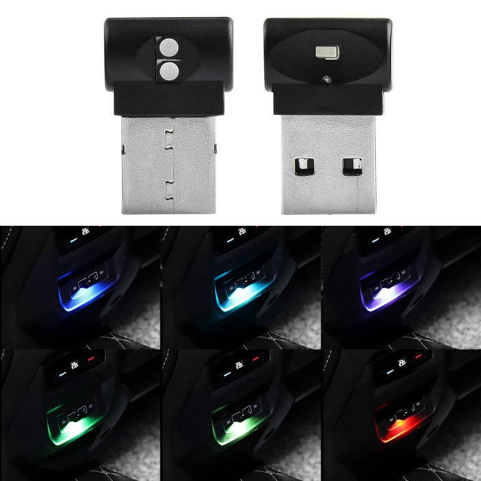 2 PCS Car USB Atmosphere Light LED Decorated Lighting Light, Colorful Adjustable