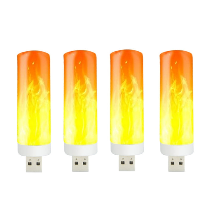 4 PCS USB Candlelight LED Flame Lamp, 4 PCS Flame Lamp