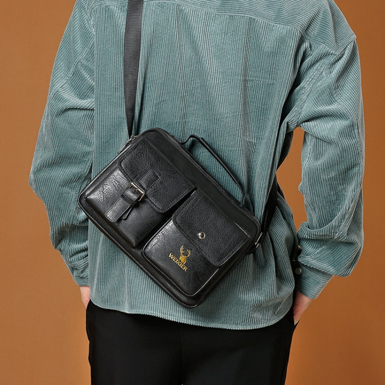 WEIXIER 9558 Large Capacity Men Bag Retro Shoulder Bag, Black, Light Brown, Dark Brown