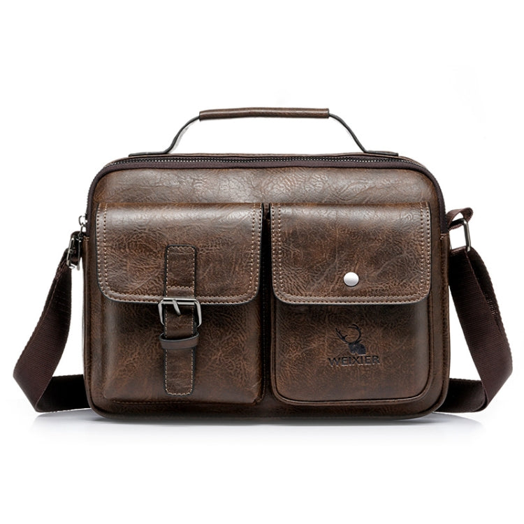 WEIXIER 9558 Large Capacity Men Bag Retro Shoulder Bag, Black, Light Brown, Dark Brown