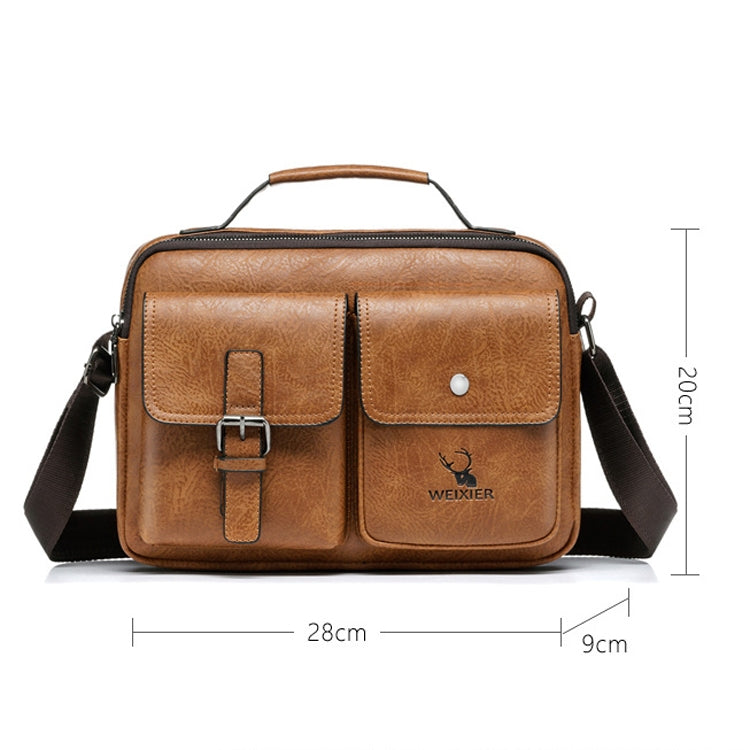 WEIXIER 9558 Large Capacity Men Bag Retro Shoulder Bag, Black, Light Brown, Dark Brown