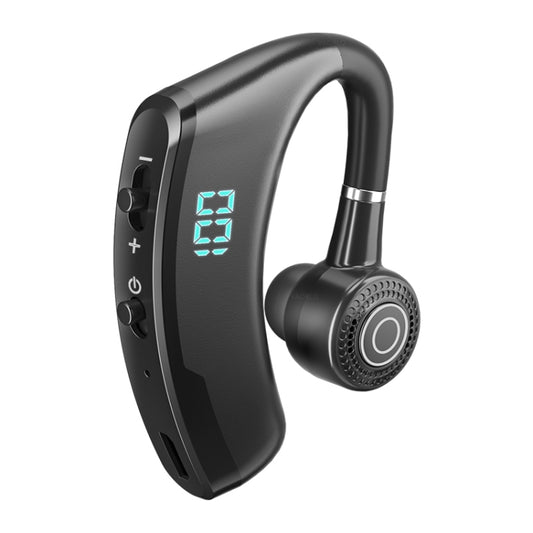 V9S Bluetooth-Headset, Kopfhörer mit Geräuschunterdrückung und LED-Anzeige, Blaues Einzelohr, Schwarzes Einzelohr