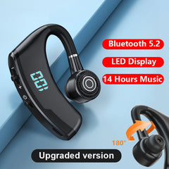 Auriculares Bluetooth V9S con cancelación de ruido y pantalla LED, auriculares de un solo oído de color azul y auriculares de un solo oído de color negro