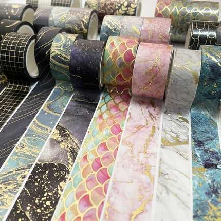 3 Rolls / Set 8958 5m Paper Bronzing Wallet Tape Set, Marble, Water Ripple, Gilt Pattern, Three-color Plaid, Star Sea, Cloud Pattern, Broken Leaves Pattern, Treasure Phase Pattern