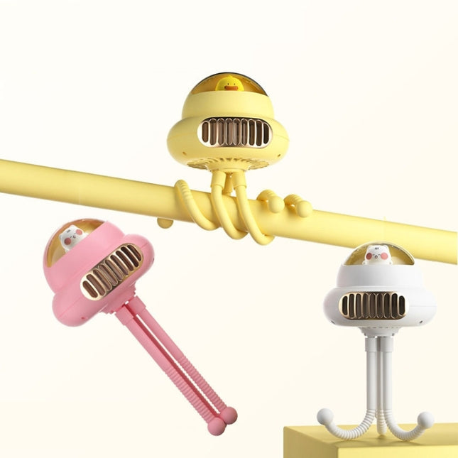 Stroller Portable Multi-Function Silent Octopus Bladeless Fan, White, Yellow, Pink