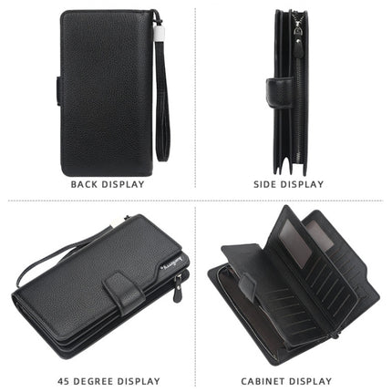 Baellerry Casual Wallet Long Clutch Tri-fold Wallet Multifunctional Phone Bag For Men, Brown, Black