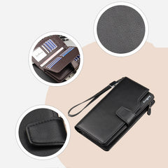 Baellerry Casual Wallet Long Clutch Tri-fold Wallet Multifunctional Phone Bag For Men, Brown, Black