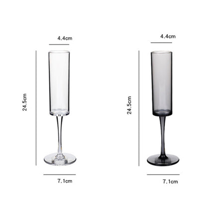 165ml Household Acrylic Champagne Glasses, Black, Transparent