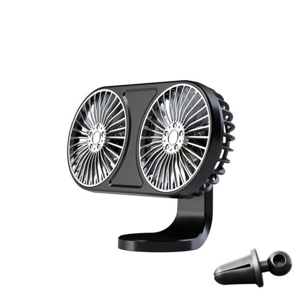 F211 Car Double Head With Led Electric Fan Car Air Outlet Instrument Panel USB Mini Fan, Black, Pink, Green