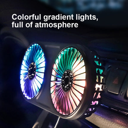 F211 Car Double Head With Led Electric Fan Car Air Outlet Instrument Panel USB Mini Fan, Black, Pink, Green