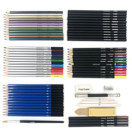51 PCS / Set YOVER Sketch Pencil Set Water Soluble Color Lead Art Painting Kit, YW-PMN051-01