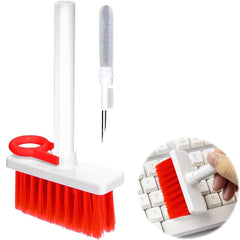 2 PCS 5 In 1 Earbud Cleaning Pen + Keyboard Cleaning Brush + Key Cap Puller, White, Red White, Red Black