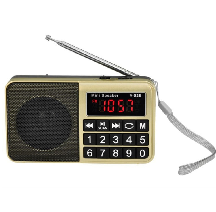 Y-928 FM Radio LED Display MP3 Support  TF Card U Disk, Red, Gold, Blue, Black