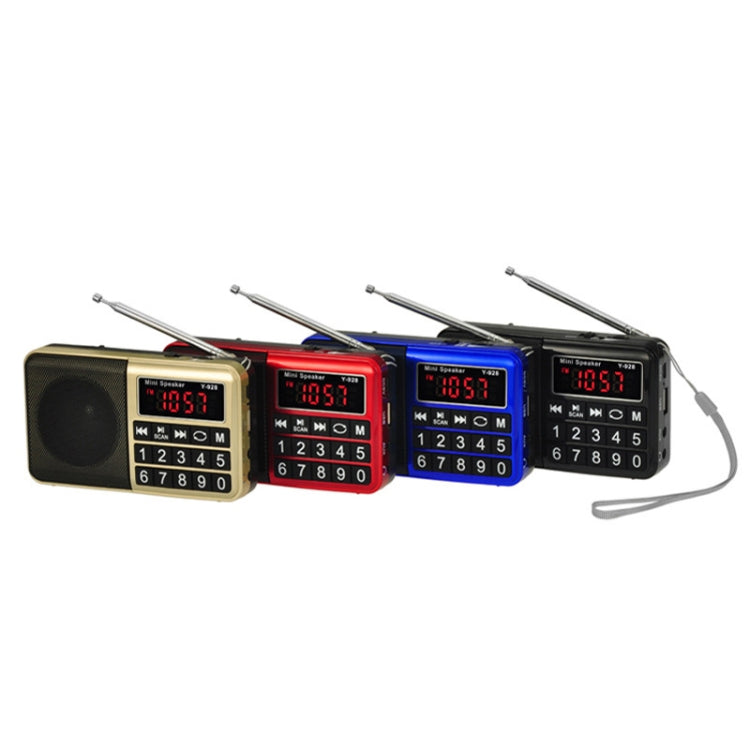 Y-928 FM Radio LED Display MP3 Support  TF Card U Disk, Red, Gold, Blue, Black