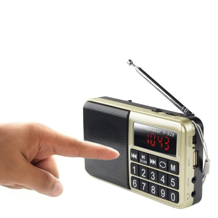 Y-928 FM Radio LED Display MP3 Support  TF Card U Disk, Red, Gold, Blue, Black