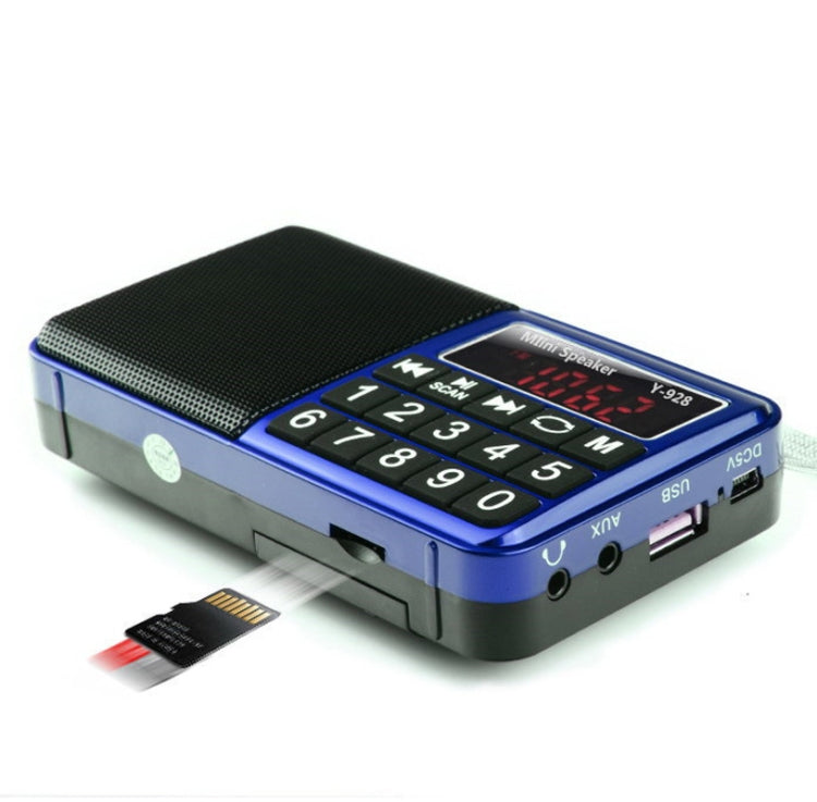 Y-928 FM Radio LED Display MP3 Support  TF Card U Disk, Red, Gold, Blue, Black
