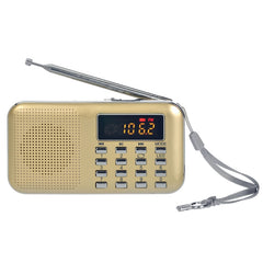 L-218AM  MP3 Radio Speaker Player Support TF Card USB with LED Flashlight Function, Gold, Black, Blue, White, Red