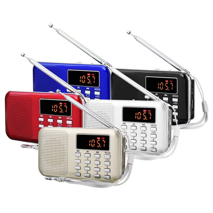 L-218AM  MP3 Radio Speaker Player Support TF Card USB with LED Flashlight Function, Gold, Black, Blue, White, Red