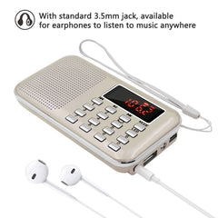 L-218AM  MP3 Radio Speaker Player Support TF Card USB with LED Flashlight Function, Gold, Black, Blue, White, Red