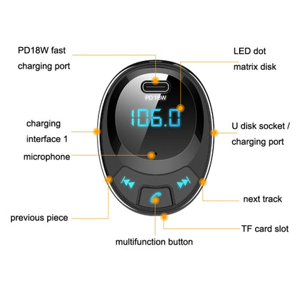 BT09 Car Bluetooth MP3 Digital Display Dual USB Charger, BT09