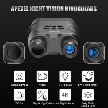 APEXEL Night Vision Binoculars With Video Recording HD Infrared Telescope For Hunting