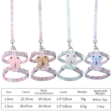 Rabbit Head Type Cat Traction Rope Anti-breakaway Adjustable Cat Leash, Small Suitable for Within 3kg, Large Suitable for 3-6kg