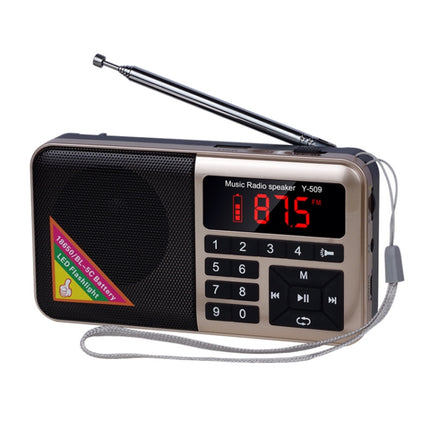 Bluetooth Card Radio Digital FM Player, Specifications: Y-509FM (No Solar Panel), Red, Gold, Blue, Black