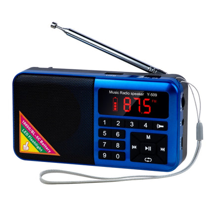 Bluetooth Card Radio Digital FM Player, Specifications: Y-509FM (No Solar Panel), Red, Gold, Blue, Black