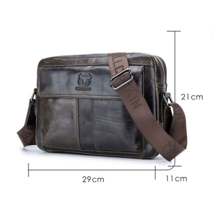BULL CAPTAIN  Double Layer Leather One Shoulder Messenger Bag For Men