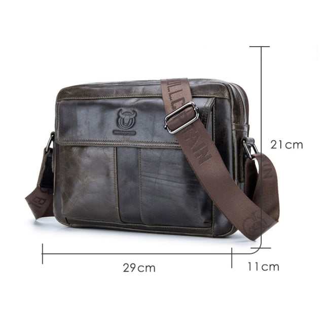 BULL CAPTAIN  Double Layer Leather One Shoulder Messenger Bag For Men