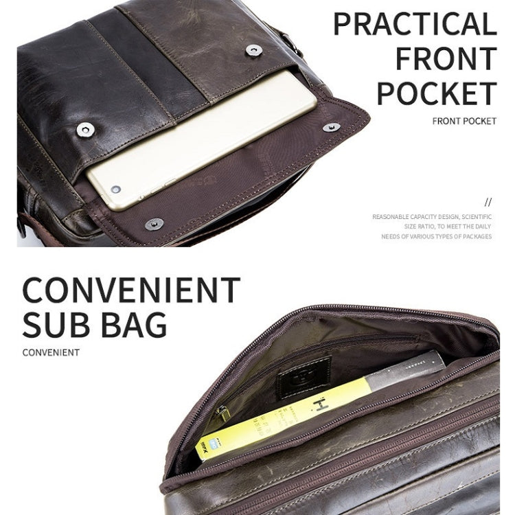 BULL CAPTAIN  Double Layer Leather One Shoulder Messenger Bag For Men