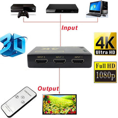 4K 3 into 1 out HDMI Switcher With Remote Control, 5 PCS/Set