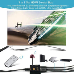 4K 3 into 1 out HDMI Switcher With Remote Control, 5 PCS/Set