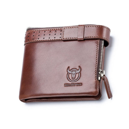 BULL CAPTAIN Anti-theft Brush Leather Wallet For Men, Blue, Black, Brown, Grey