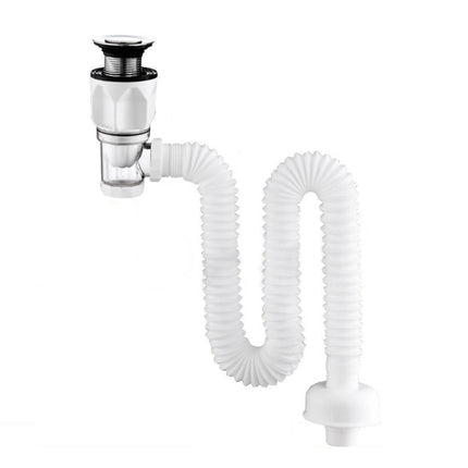 Household Deodorant Washbasin Water Pipe, Style:, A Black Flap With Basket and Overflow, B White Flap With Basket and Overflow, C Black Flap No Basket With Overflow, D White Flap No Basket With Overflow, E Black Flap Without Basket and Overflow        ...