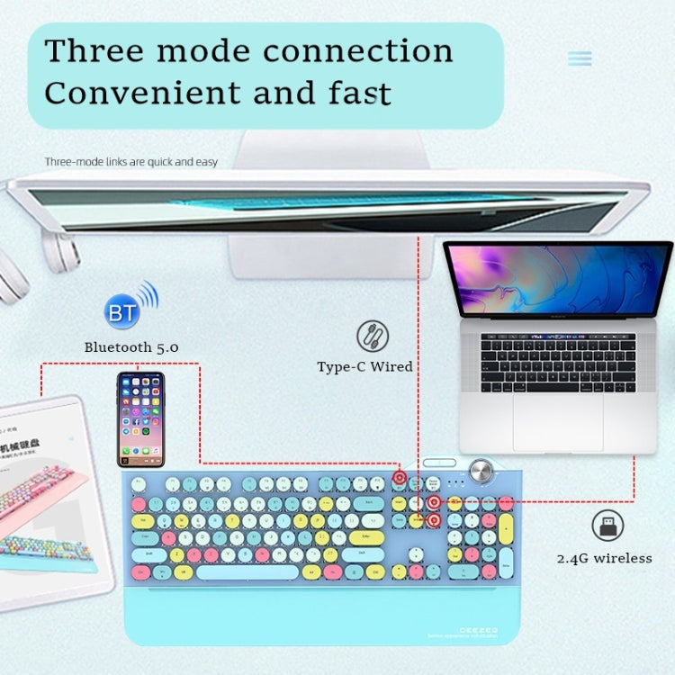 Mofii GEEZER G7 107 Keys Wired / Wireless / Bluetooth Three Mode Mechanical Keyboard, Cable Length: 1.5m